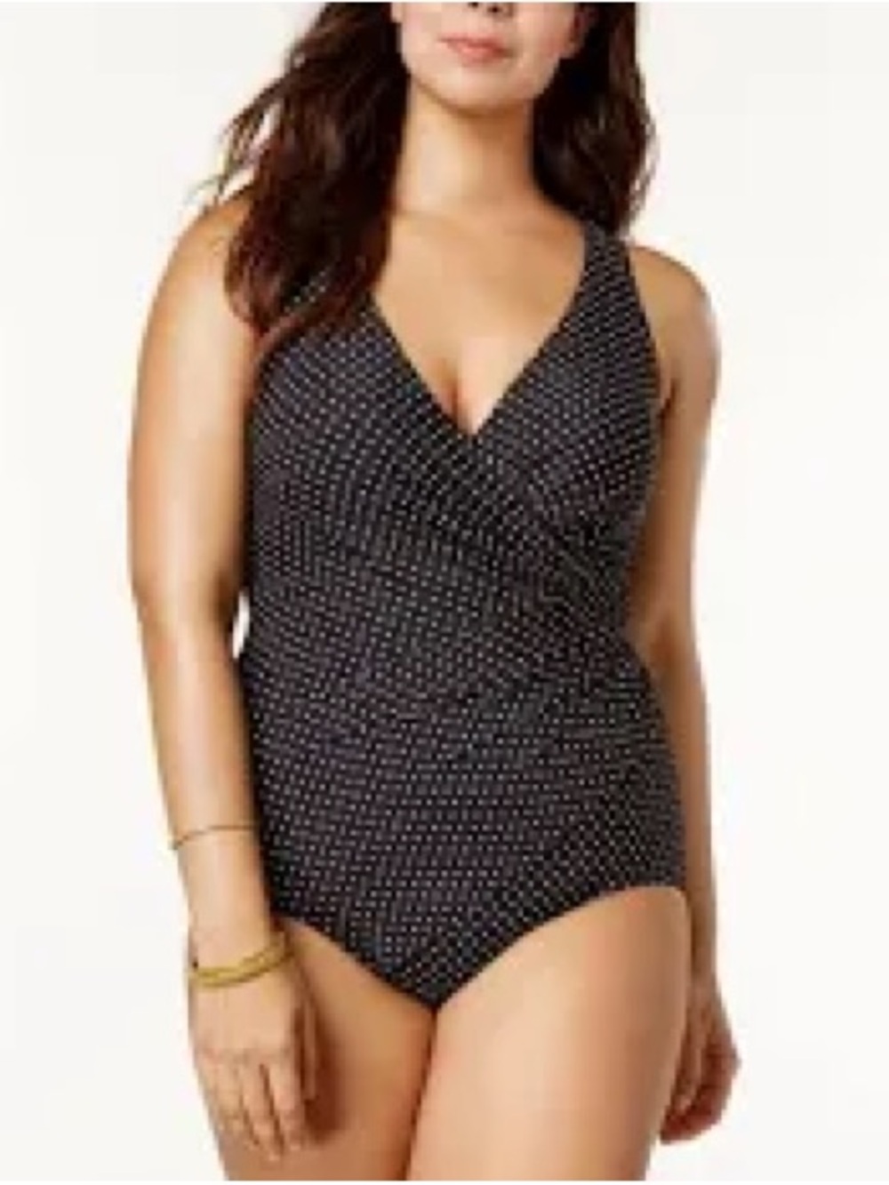 Miraclesuit Polka Dot One-Piece Swimsuit Sz 24W - Picture 2 of 9